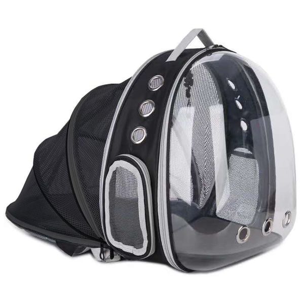 Expandable Space Capsule Pet Carrier, Travel Soft Kennel Backpack - Black