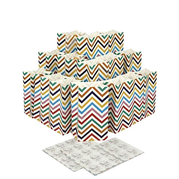 Thanks in zig-zag style - Pack of 24 Multi-Coloured Zig Zag Paper Gift Bags
