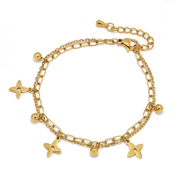 Steel My Heart Waterproof Stainless Steel Flower Charm Bracelet