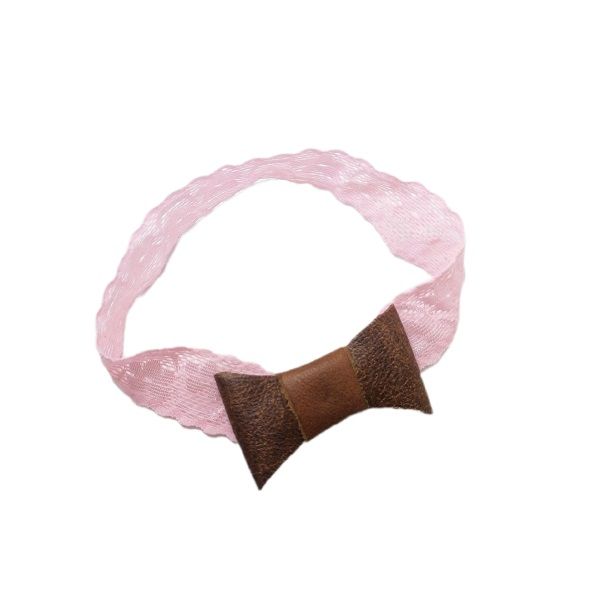 Pitta-Patta Soft Genuine Leather Pink Headband With Flat Bow