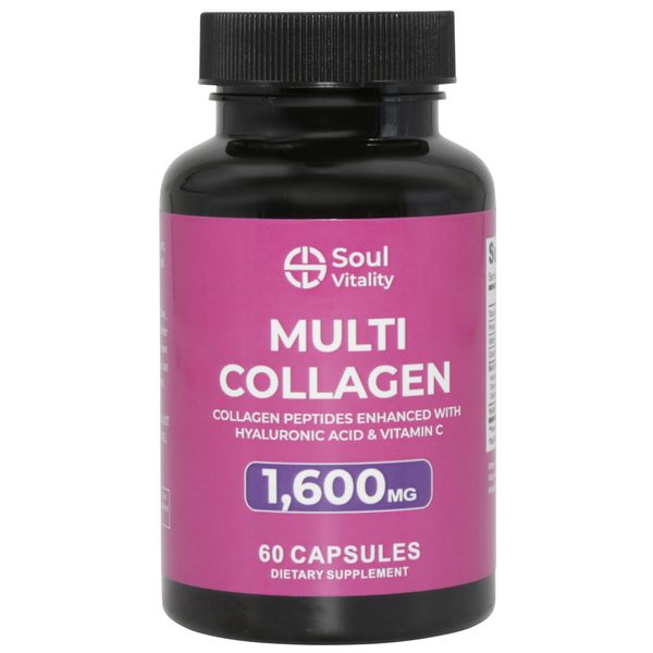 Soul Vitality Multi Collagen with Hyaluronic Acid &amp; Vitamin C -60 Capsules