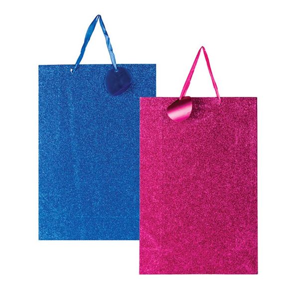 Bulk Pack x 8 Metallic Glitter Jumbo Gift-Bag - 33cmx42cm