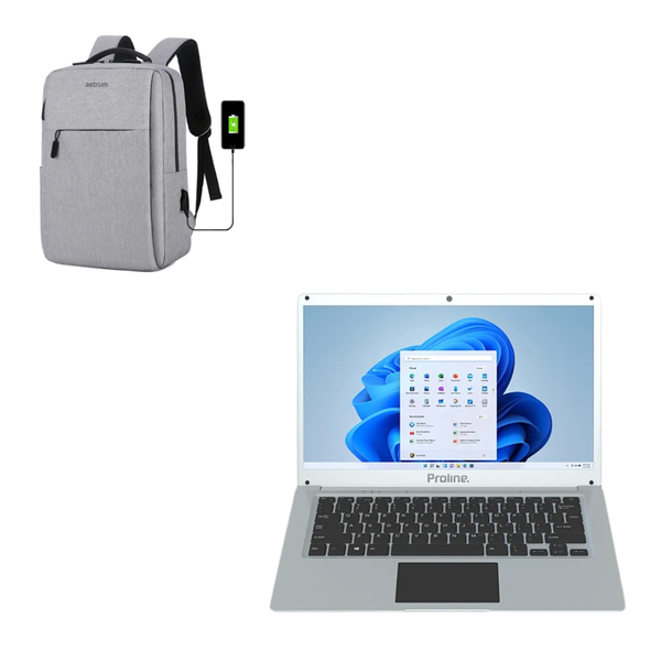 Proline V146 14" Celeron 8GB 256GB Win 11 Home Silver Notebook + Backpack