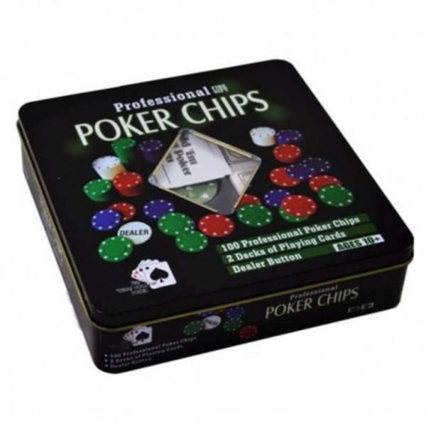 Portable ProPoker Set w/ 100 Chips, 2 Decks of Cards &amp; Dealer Button