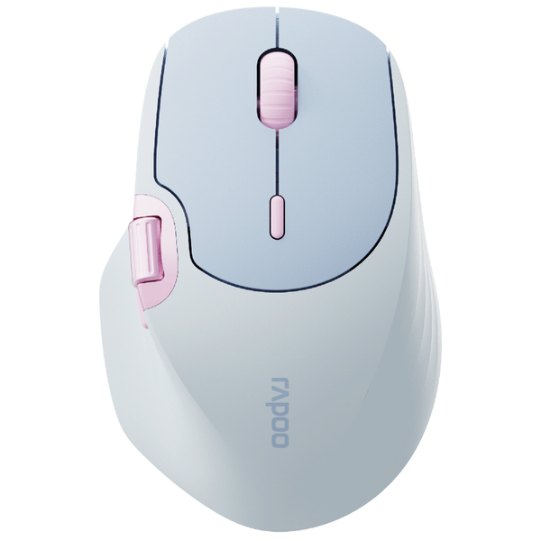 Rapoo MT560 Multimode Rechargeable Ergonomic Wireless Mouse - Blue Pink