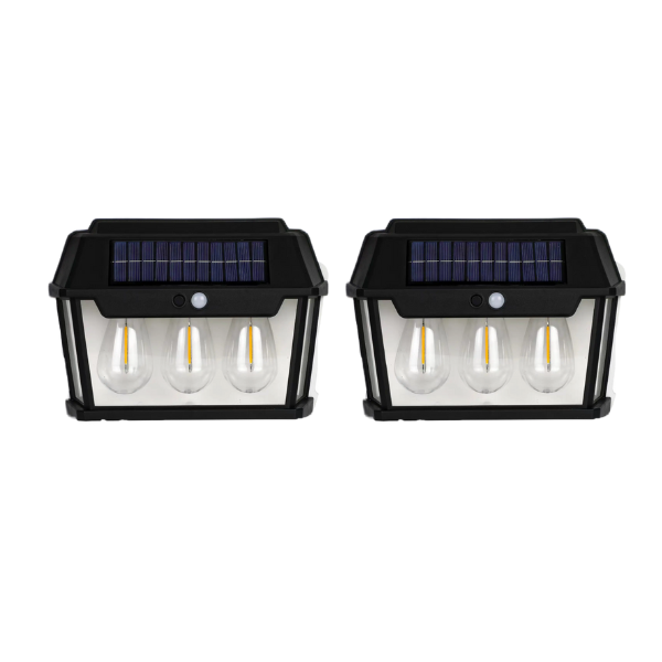 Pack of 2 - Solar Wall Light with Motion Sensor - 2 Bulb