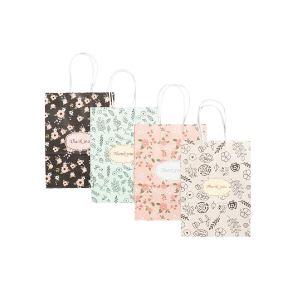 Kraft Gift Bags Flowers Small