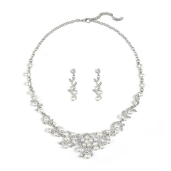 Temperament Flower-Shaped Banquet Necklace Earrings Set
