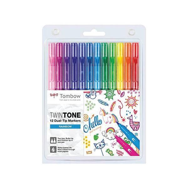 Tombow TwinTone Marker Set, Rainbow Colours
