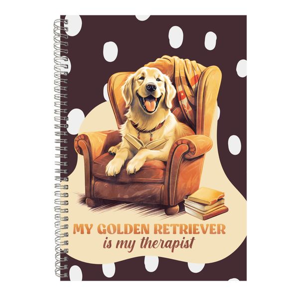 GR Therapist A4 Notebook Spiral Lined Golden Retriever Graphic Notepad 109