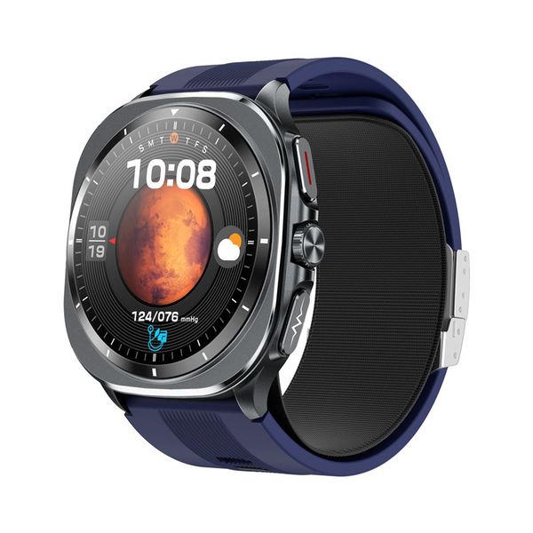 Blue Tk65 Air Pump Bp Ecg Smartwatch Amoled Nfc image