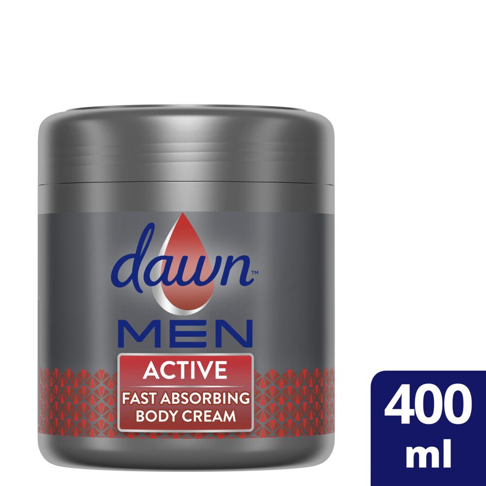 Dawn MEN Active Fast Absorbing Moisturizing Body Cream for Dry Skin