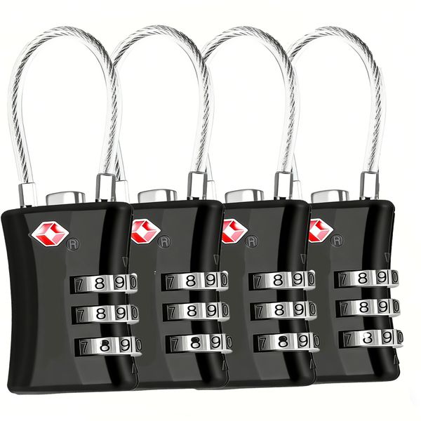 TSA Approved Combination Luggage Locks 3 Digit Padlock - 4 Pack
