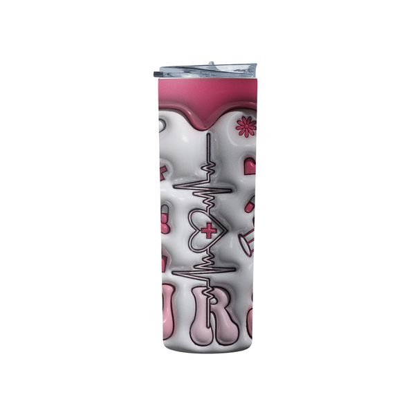 3D Inflated Pink Nurse Double Wall Stainless Steel Thermal Travel Mug 900ml