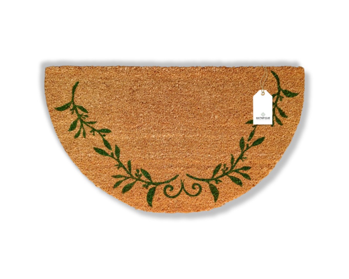 Green Leaf Half Circle Coir Doormat 700mm x 400mm Shop Today. Get