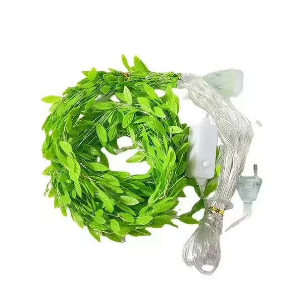 Indoor/Outdoor Copper Wire Willow Green Leaf Curtains Light LED Lights-5M