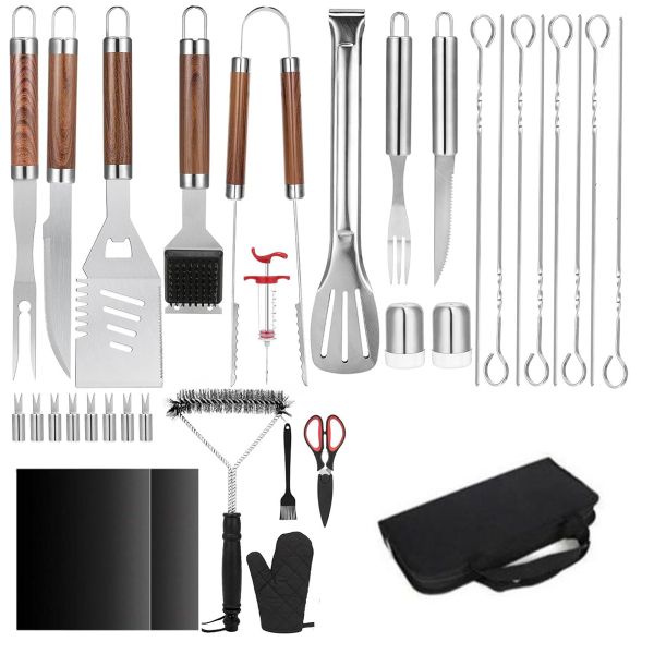 34 Pieces BBQ Grilling Accessories Set Heavy Duty Grill Tools for Camping