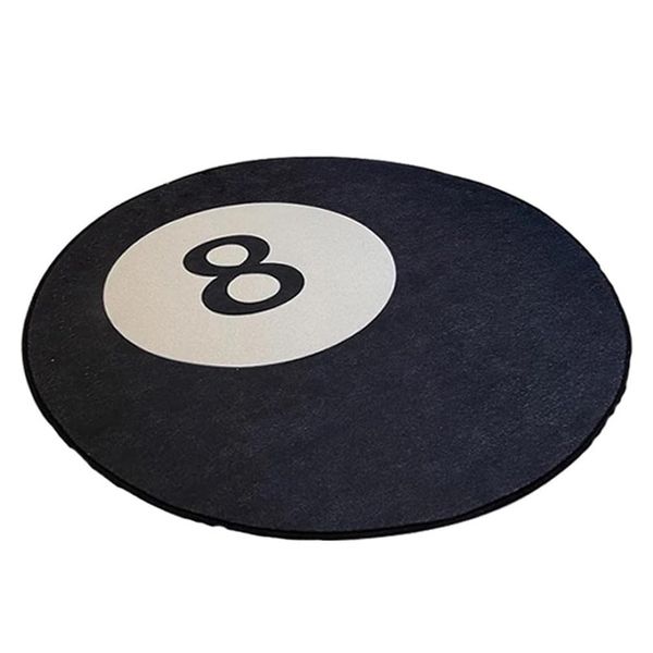 Decor Retro Round Black 8 Ball Rug Carpet