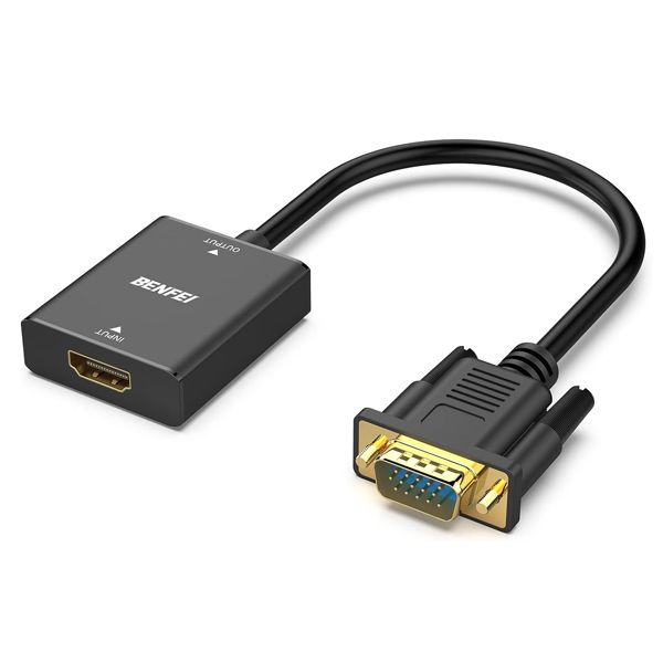 BENFEI HDMI Female to VGA Male W/ 3.5mm AUX+Micro-USB Power Adapter - Black