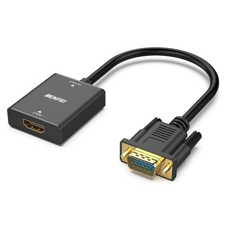 BENFEI HDMI Female to VGA Male W/ 3.5mm AUX+Micro-USB Power Adapter - Black Image