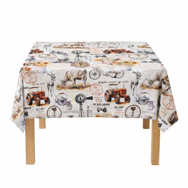 White Afrikaans Sunflower Square Table Cloth