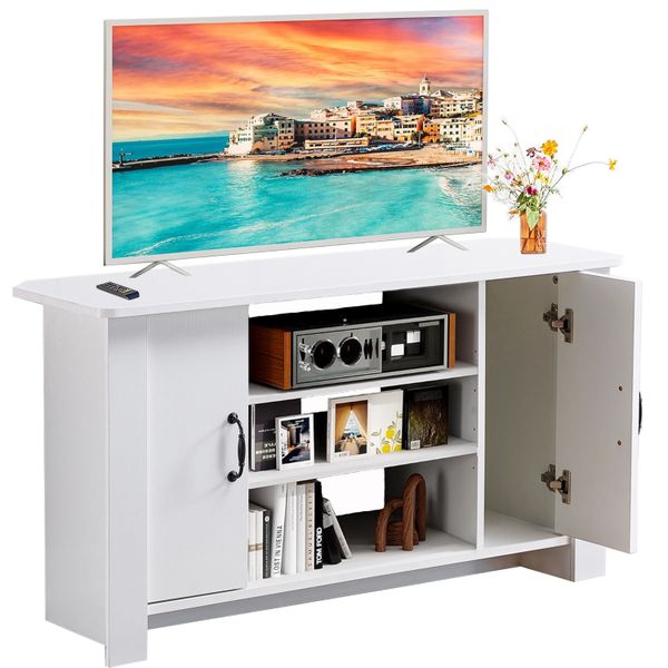 TV Stand Media Console Table TV Unit Storage Cabinet Adjustable Shelves