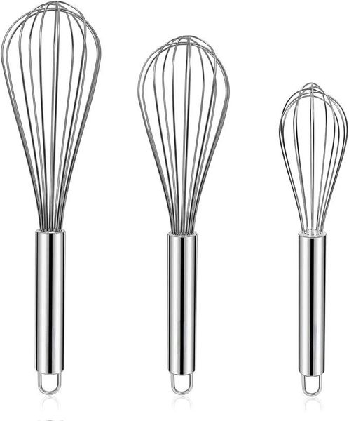 3 PCS Set of Manual Stainless Steel Egg Whisk Hand - held Mixer