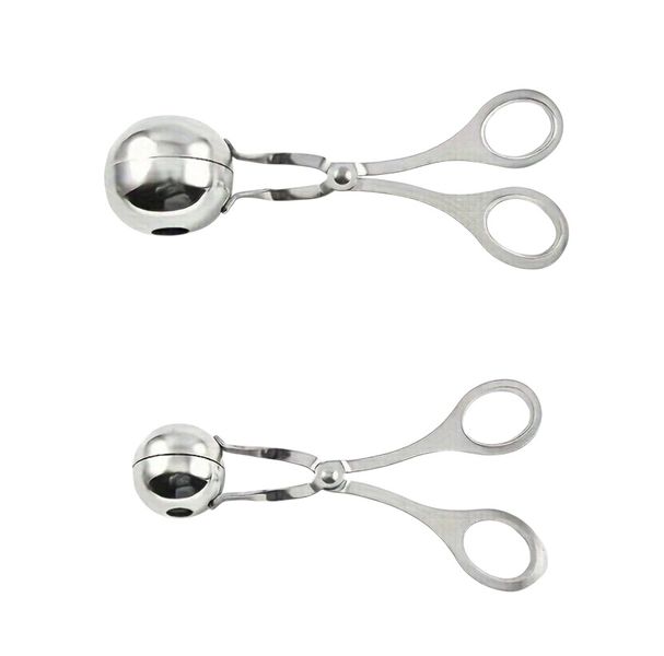 2 Piece - Unique Stainless Steel Meatball Maker Spoon - Silver