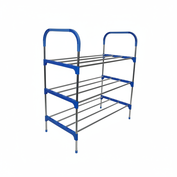 Nordic 3 Tier Steel Shoe Rack for 12 Pairs - Blue