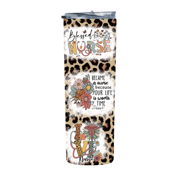 Cute Nurse Leopard 20 Oz Straight Skinny Tumbler 008