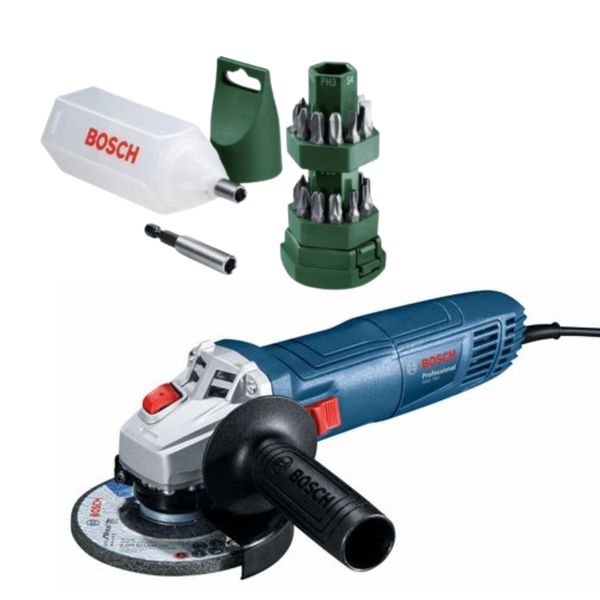 Bosch - Angle Grinder (GWS 700) With 24 Piece Screwdriver Dispenser Set