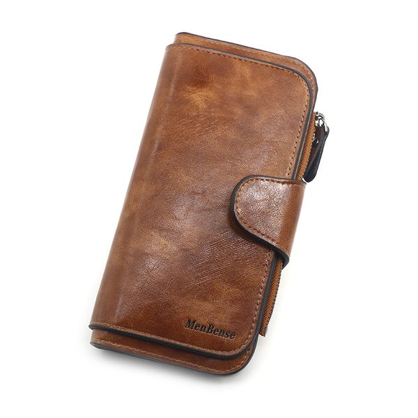 Men Bense Purse for Women Large Multiple Compartments RFID Protection-Brown
