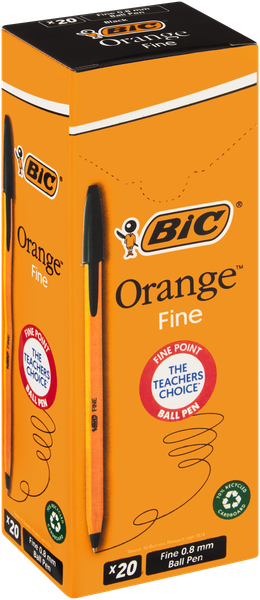BIC Orange Fine Ballpoint Pens - Black (Box of 20)