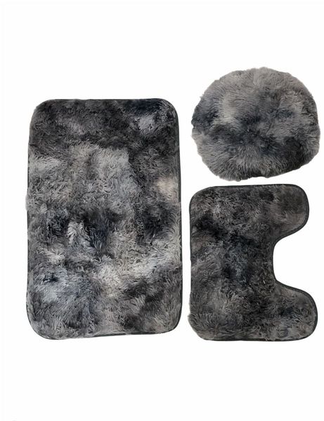 Toilet Seat &amp; Bathroom Mats Set - Brown - 3 Piece