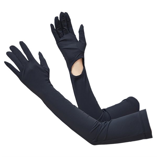 Women Uv Long Sun Protection Gloves Arm Sun Driving Gloves Black