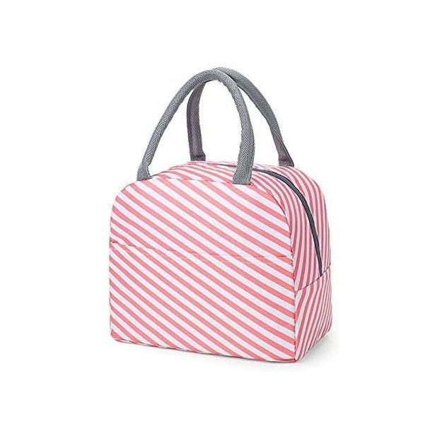 Pink Striped Mini Insulated Lunch Bag
