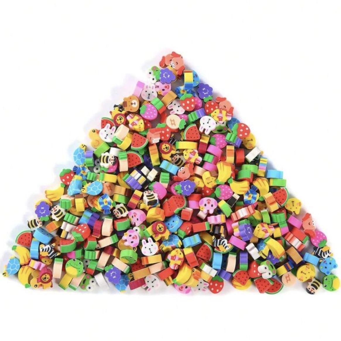 50 piece mini erasers cartoon animals fruit love and cakes shop