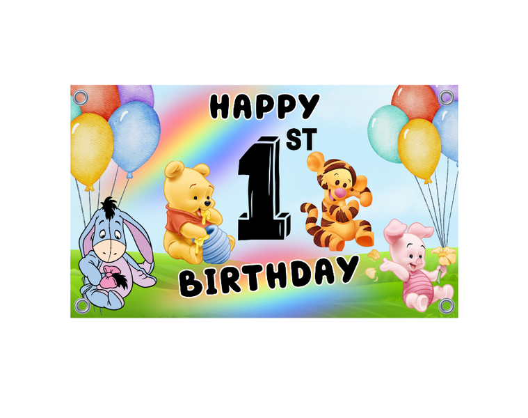 Winnie the Pooh &amp; Friends 1st Birthday Banner