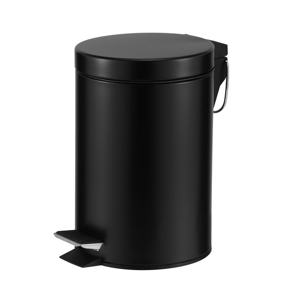 Casa - Roma Steel Pedal Bin - Soft Close Lid - Black Matte - 3L