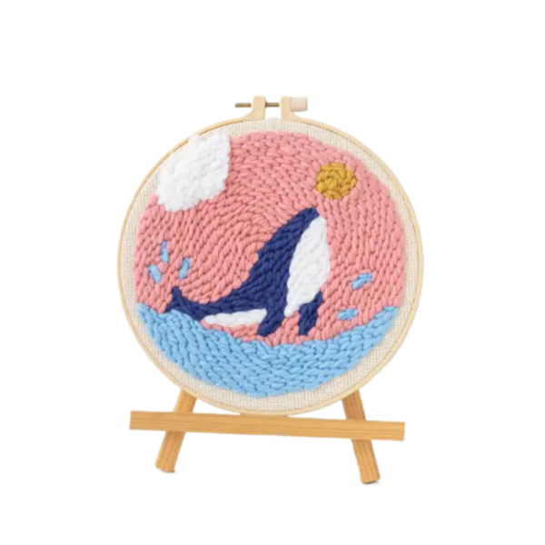 Whale Up Punch Needle Embroidery Wool Art DIY Craft Kit Tapestry