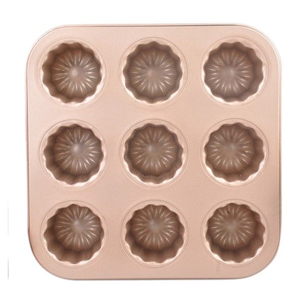 9-Cavity Cannelés Dessert Cake Mold - Rose Gold