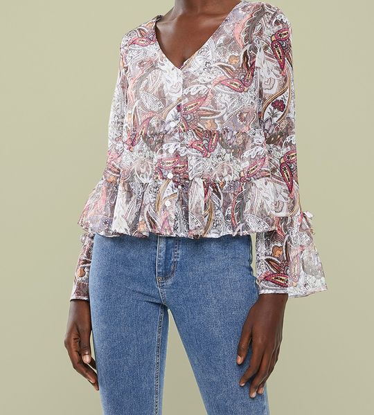 Women's Superbalist Sheer Gypsy Blouse - Soft Paisley
