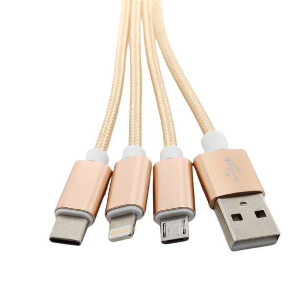 Larry's Digital Accessories - Keyring USB Cable 3 in 1 - Gold