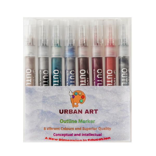 Urban Art Metallic Double Outline Marker – 8 Exciting Colours