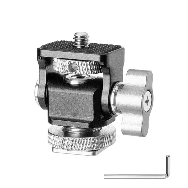 1/4" Mini Ball Head Cold Shoe Mount Adapter with 1/4"-20 Thread