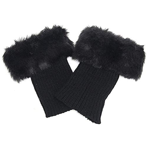 Boot Cuff Crochet Knit Boot Sock Short Leg Warmers - Black