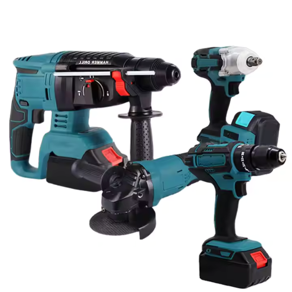 Set of Impact Wrench Angle Grinder, Hammer Drill and Electric Drill