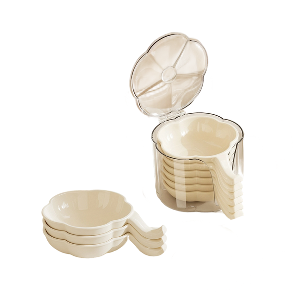 6 Set Dipping Sauce Bowls, 13x9.5cm, Snack Plate, With Handle &amp; Storage Box