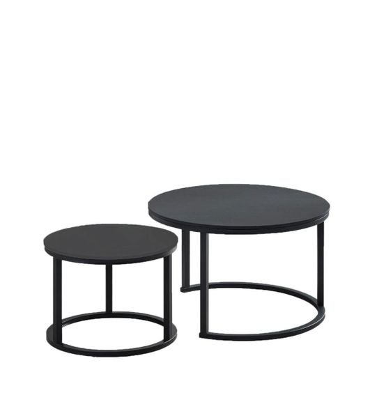 Round Coffee Table 2 Set Side Table Melamine