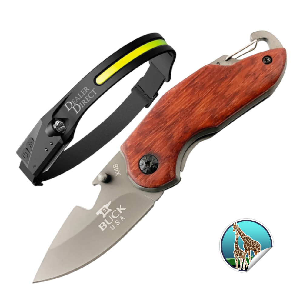 BUCK X48 Pocket Knife & Dealer Direct UltraWide Premium Headlamp Combo